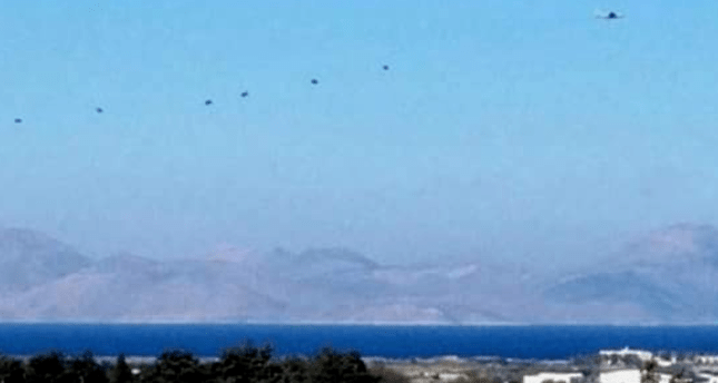 Photo obtained from social media shows Greek special forces landing on the Island of Kos